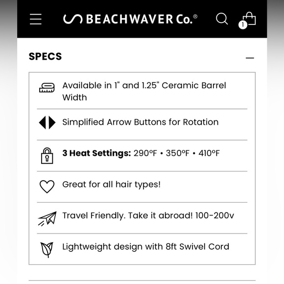 Beachwaver 1.25" Rotating Curling Iron in Pretty Lilac, pastel purple - Picture 15 of 15